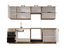 virtuviniai baldu komplektai - Virtuvės baldų komplektas Vika 260, juodas/rudas (Black/Brown) - 4 nuotrauka