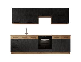 virtuviniai baldu komplektai - Virtuvės baldų komplektas Vika 260, juodas/rudas (Black/Brown) - 5 nuotrauka