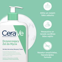 geles - CeraVe putojantis valomasis gelis normaliai ir riebiai odai, papildymas, 473 ml - 3 nuotrauka