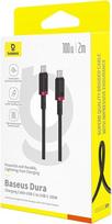 5a 100w usb c to c laidas - Baseus Dura Type-C to Type-C 100 W fast charging cable 2 m Juodas (Black), Raudonas (Red) - 3 nuotrauka