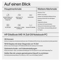 amd 660m - HP EliteBook 845 G9, Ryzen 5 PRO 6650U, 16 GB, 512 GB, 14", WUXGA, Windows 11 Pro - 14 nuotrauka