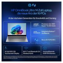 2 tb ssd - HP OmniBook Ultra AI PC 14-fd0191ng, Ryzen AI 9 365, 16 GB, 1 TB, 14", Touch, Silver (Sidabrinis) - 25 nuotrauka
