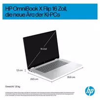 1tb nesiojamas ssd - HP OmniBook X Flip 16-as0071ng, Core Ultra 7 256V, 16 GB, 512 GB, 16", OLED, Touch, Windows 11 Home - 12 nuotrauka