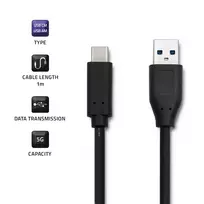 usb a to usb c usb 3.0 - Qoltec Cable USB to USB Black 1m - 4 nuotrauka
