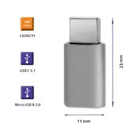 usb 3 0 type b - QOLTEC 50478 Qoltec Adapteris USB 3.1 Type C vyriškas mikro USB 2.0 B moteriškas - 8 nuotrauka