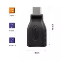 usb a to usb c usb 3.0 - QOLTEC 50396 Qoltec Adapteris USB 3.1 type C male USB 2.0 A female - 8 nuotrauka