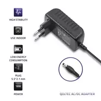 adapteris plugams - Qoltec AC Adapter 18W 9V 2A 5.5 x 2.1 Juodas (Black) - 4 nuotrauka