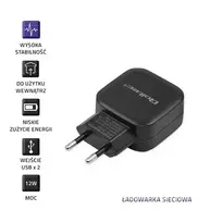 telefono ikroviklio adapteris - Qoltec Charger Adapter USB x2 / Euro Plug Black - 2 nuotrauka