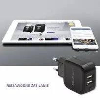 telefono ikroviklio adapteris - Qoltec Charger Adapter USB x2 / Euro Plug Black - 5 nuotrauka