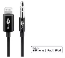 garso adapteriai 3,5 mm - Goobay 66805 Apple Lightning audio connection cable, (3.5 mm) 1 m, Juodas - 2 nuotrauka