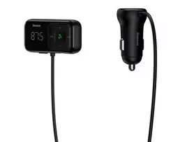 mp3 fm moduliatorius - Baseus T Shaped S-16 Bluetooth MP3 FM siųstuvas su įkrovikliu Juodas (Black) - 3 nuotrauka