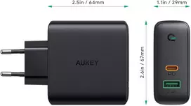 60w type c - Trust USB + USB Type-C Wall Charger Black - 5 nuotrauka