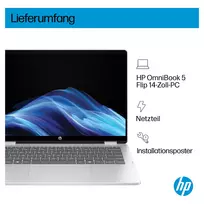 hp omnibook 3 - HP OmniBook 5 Flip 14-fp0430ngx, Core 3 100U, 8 GB, 512 GB, 14", Touch, Windows 11 Home, Glacier Silver (Sidabrinis) - 5 nuotrauka