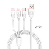 type c pakrovejas - USB kabelis Borofone BX17 3in1 MicroUSB-Lightning-Type-C baltas - 1 nuotrauka