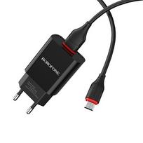 Įkroviklis buitinis Borofone BA20A + microUSB juodas