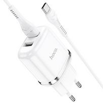 Hoco N4 su dviem USB  jungtimis + Type-C (2.4A) baltas