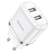 usb pakrovejas 2 - Hoco N4 su dviem USB  jungtimis (2.4A) baltas - 1 nuotrauka