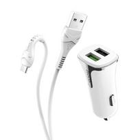 HOCO Z31 Quick Charge 3.0 su 2 USB jungtimis + microUSB baltas