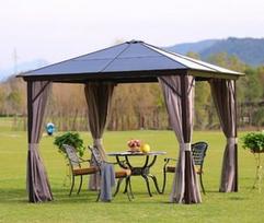 Home4you Sunset Gazebo w/ Plastic Roof 3x3m Brown