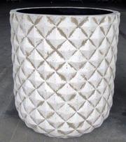 Lauko keraminis vazonas FIBER CLAY RP17-312, su rombų raštu, 40 x 40 x 39 cm