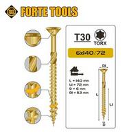 Medsraigčiai Forte Tools, 6 x 140/72 mm, ZN, TX30, 4 vnt.