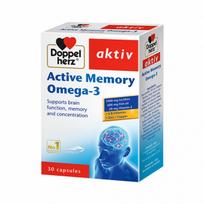  DOPPELHERZ AKTIV ACTIVE MEMORY OMEGA-3, 30 kapsulių
