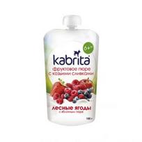  KABRITA obuolių ir miško uogų tyrelė su ožkos pieno grietinėle, nuo 6 mėn., 100 g
