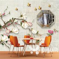 Fototapetai - Magnolija ir auksiniai paukščiai