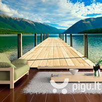 Fototapetas - Mountain lake bridge