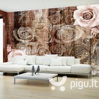 Fototapetas - Old Wood & Roses