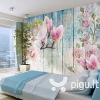 Fototapetas - Pink Flowers on Wood
