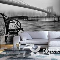 Fototapetas - A Foggy Day on the Brooklyn Bridge