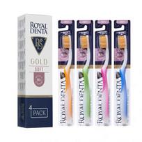  ROYAL DENTA dantų šepetėliai su aukso šereliais SOFT GOLD, 4 vnt.