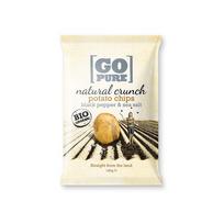 Go Pure ekologiški bulvių traškučiai su juodaisiais pipirais ir jūros druska 125 g