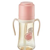  Mother-K PPSU gertuvė su silikoniniu šiaudeliu, rožinė, 300ml.