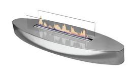 Bio židinys Ebios-fire Elipse Base, šlifuoto nerūdijančio plieno paviršius, 3,4 kW, 34 m2