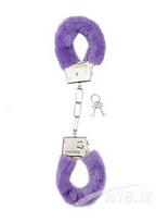 Metaliniai antrankiai su švelniu kailiuku Shots Toys Furry Handcuffs, violetiniai