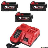 Milwaukee M18 B5, 3 x 5 Ah ir įkroviklio M12-18 FC rinkinys M18 NRG-503