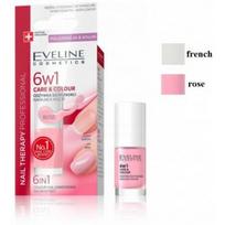Eveline Nail Therapy Care&Colour 6in1 stiprinamoji priemonė nagams su atspalviu 5 ml. - Rose