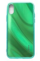 Evelatus Apple iPhone X/XS Vanduo Ripple Full Color Electroplating Tempered Glass Case Žalias