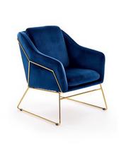 Fotelis Halmar Soft 3, mėlynas/aukso, 69 cm x 76 cm x 81 cm