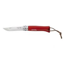 peles - Peilis Opinel Colorama 08 Inox Grab, raudonas, su dirželiu - 1 nuotrauka