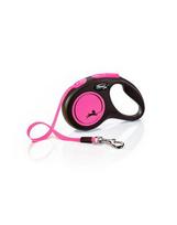 flexi m tape 5 m - FLEXI New Neon S Tape 5 m pink automatinis pavadėlis - 1 nuotrauka