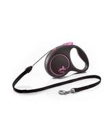 FLEXI Black Design S Cord 5 m pink  automatinis pavadėlis