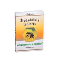  MEDICATA, žiedadulkių tabletės su bičių duonele ir vitaminu C, 1,5 g, 20 tablečių