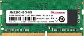 TRANSCEND 8GB JM DDR4 3200 SO-DIMM 1Rx16 1Gx16 CL22 1.2V