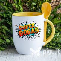 Puodelis su šaukšteliu "Super bosas"