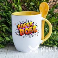 Puodelis su šaukšteliu "Super bosė"