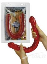 Dvigubas falo imitatorius Ultra Dong, raudonas