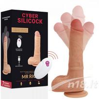 Besisukantis ir judantis dildo „Mr Rick“ su nuotolinio valdymo pulteliu, 20,9x4 cm